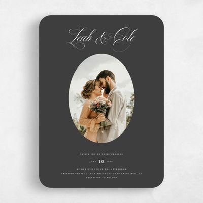 Black Rounded Wedding Invitation - Lennon Photo
