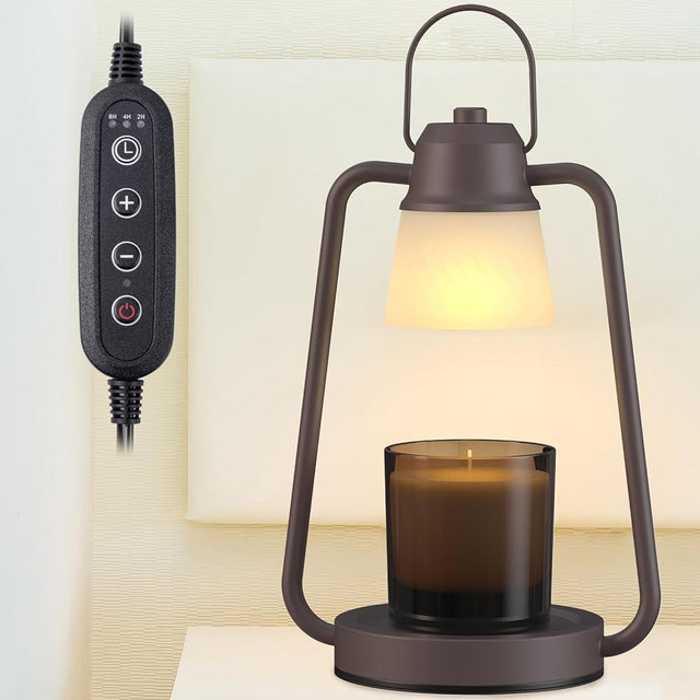 Candle Warmer, Candle Warmer Lamp with Timer & Dimmer Candle Warmer Scented Candles, Electric Candle Warmer for Jar Candles Lamp Warmer with 2 * 50W Bulbs for Home Decor