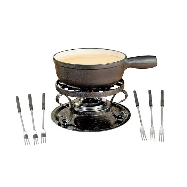 Swissmar Lugano Cheese Fondue, 9-Piece, Black
