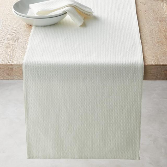 Waffle Weave Table Runner, 16" X 108", White