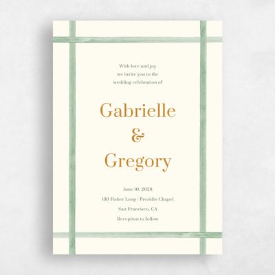 Celadon Green Wedding Invitation - Harbor Portrait