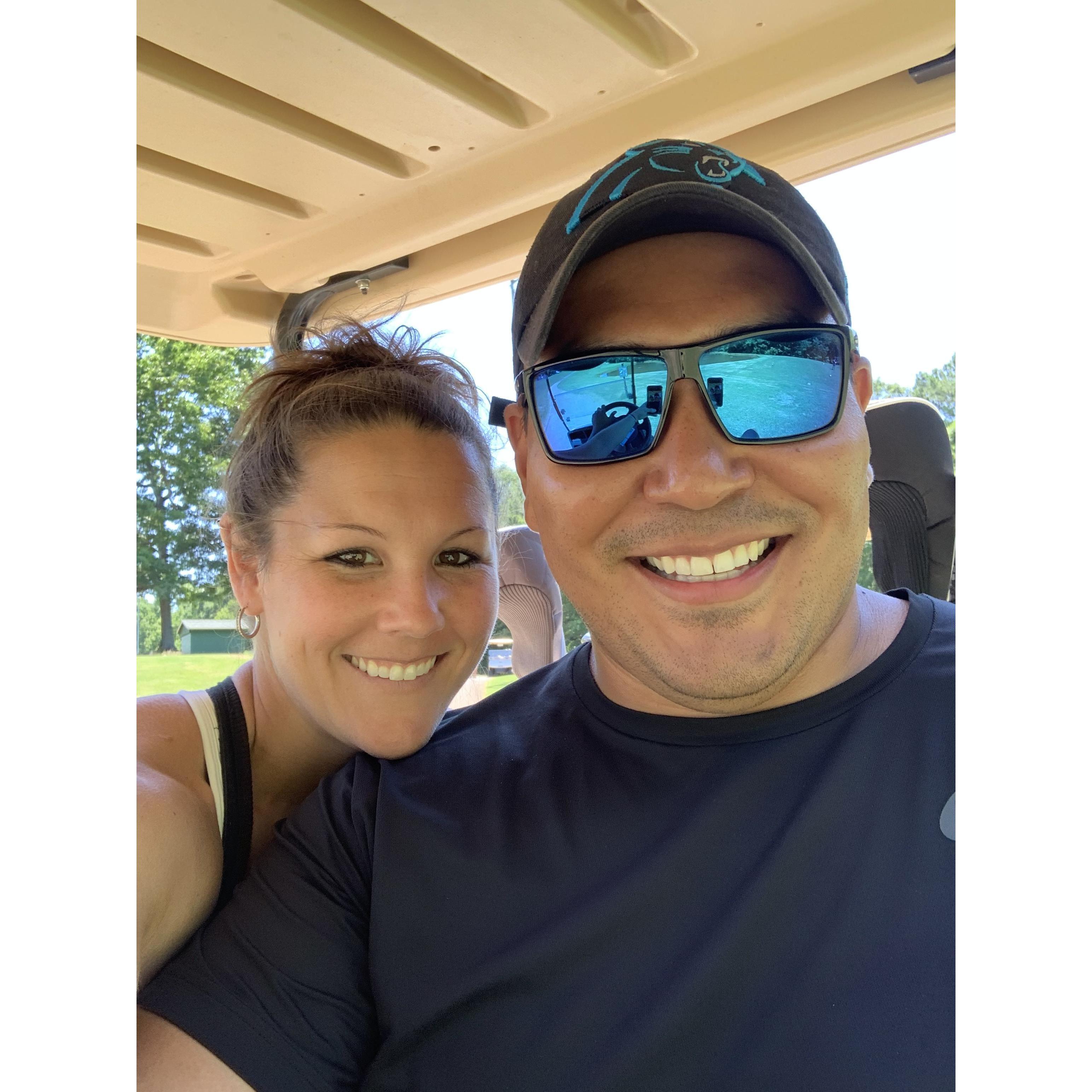 Learning how to play golf! We aren't very good, but we enjoy the time spent together and laughing at our swings!
