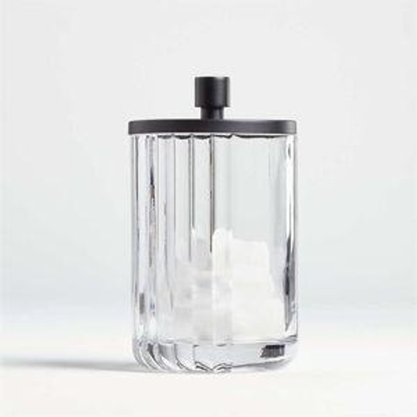 Ribbed Black Glass Toothbrush Holder | Crate & Barrel
