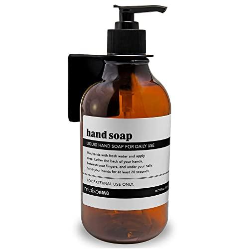 MAISONOVO Hand Soap Dispenser Wall Mounted for Bathroom and Kitchen - No-Drill Wall Mounted Hand Soap Bottles with Pump - 1 Bottle 1 Wall Mount