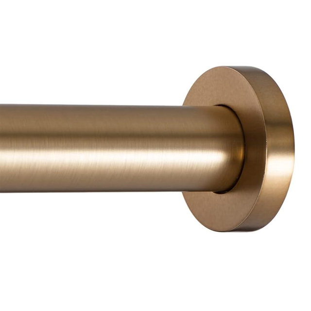 Ivilon Shower Tension Curtain Rod - Adjustable Spring Tension Rod for Shower Curtains, Bathroom, or Windows, Easy to Install, No Drilling Required, Rustproof, Adjustable 24 to 36 Inch Warm Gold