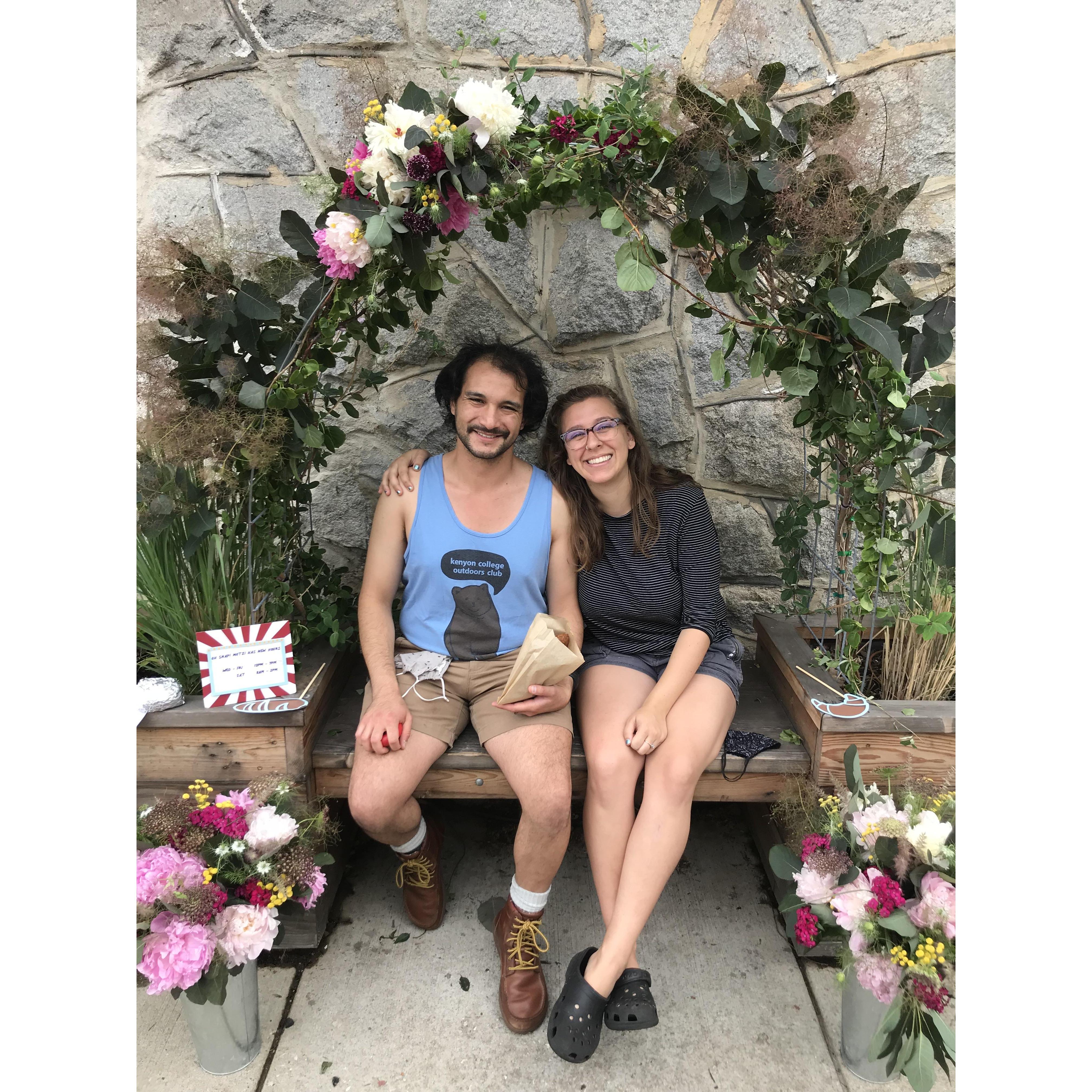 June 2021: At our favorite neighborhood bakery, Motzi Bread, which was 2 blocks from us in Baltimore. One last stop for a bakery good before moving!