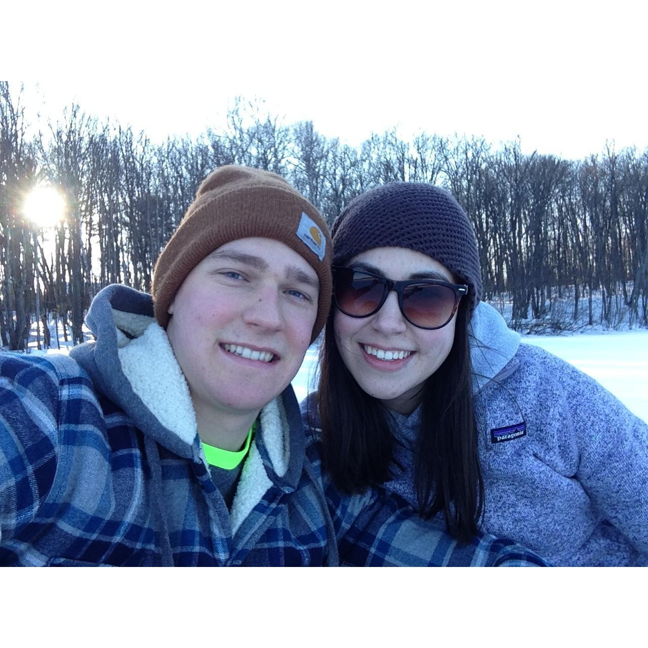 5 year anniversary up north snow shoeing