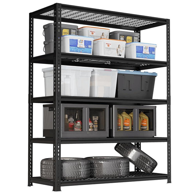 FLEXIMOUNTS Garage Shelving, Storage Racks and Shelving, Basement Storage Shelves, Garage Storage Shelves, 5-Tier Metal Shelf, 48" W x 24" D x 72" H