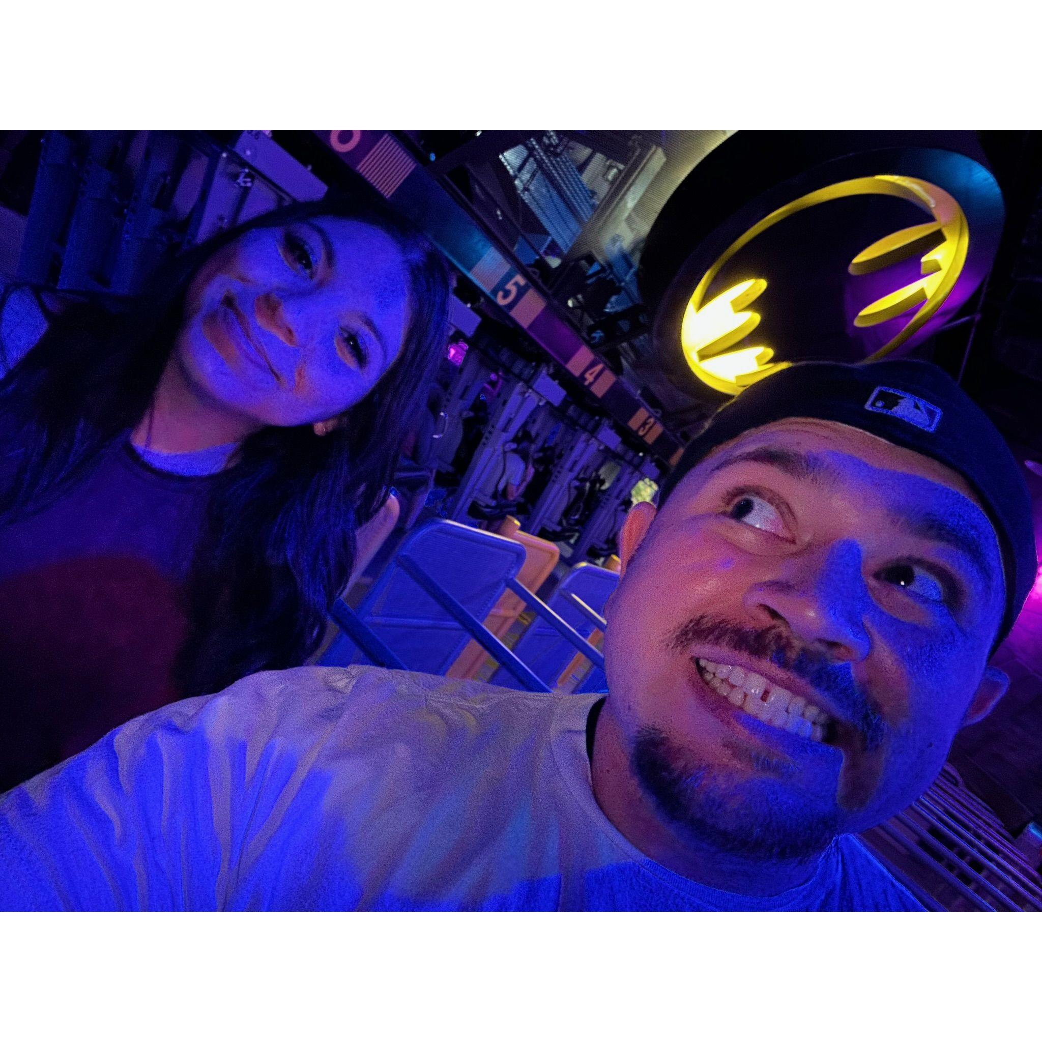 Chris had to go by himself on the ride (alone on the whole roller coaster!)