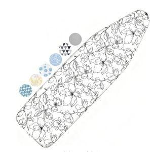 Ironing Board Cover and Pad, 15x54 Standard Size Thick Iron Padding, Scorch & Stain Resistant Ironing board cover, Heavy Duty Iron Board Padded with Adjustable Fasteners Elastic Edge, Floral White