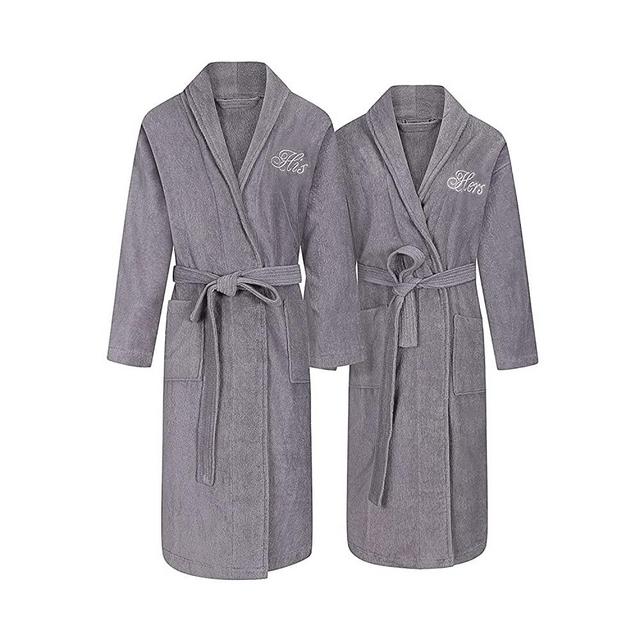 His and Hers Robes | Set of 2 His and Her Robes for Couples | Extra Thick| Long Sleeves | 100% Terry Cotton