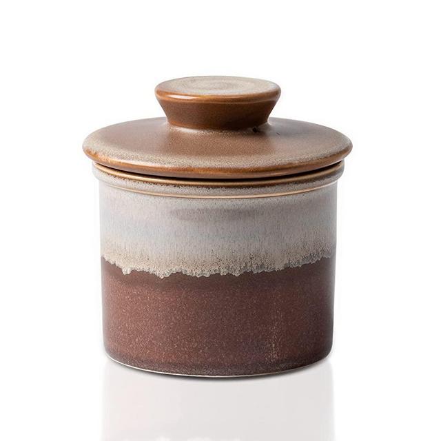 XELA Porcelain Butter Keeper Crock, French Butter Crock for Counter, Butter Keeper With Water Line for Fresh Spreadable Butter-Milk Coffee