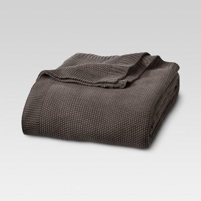 King Sweater Knit Bed Blanket Coffee - Threshold™