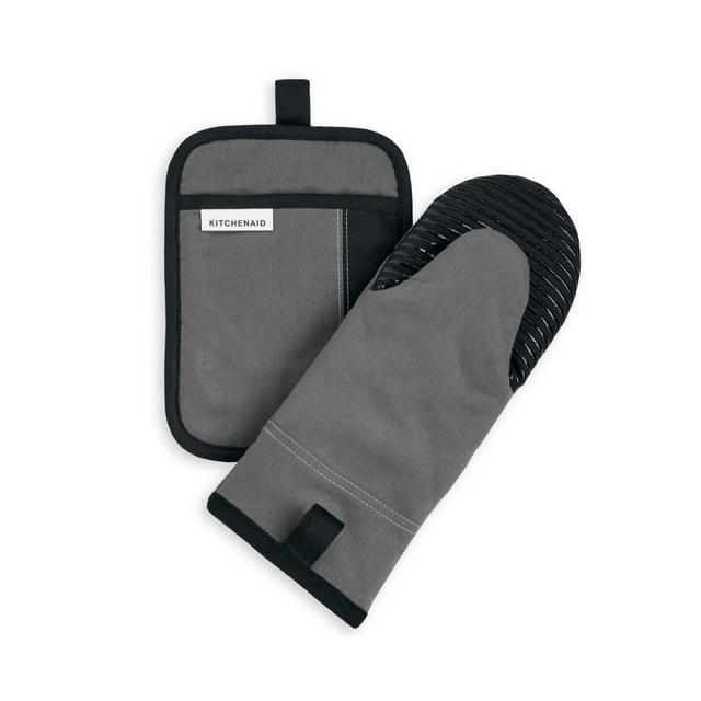 KitchenAid Beacon Pot Holder Set, Contour Silver/Black, Set of 2