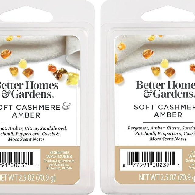 Better Homes and Gardens Scented Wax Cubes 2.5oz 2-Pack (Soft Cashmere Amber)