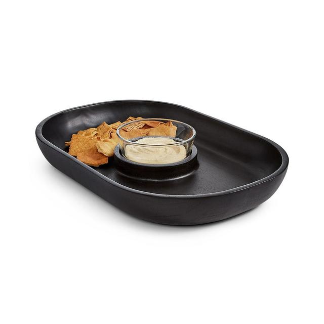 Hotel Collection Black Wood Chip & Dip Bowl, Created For Macy's