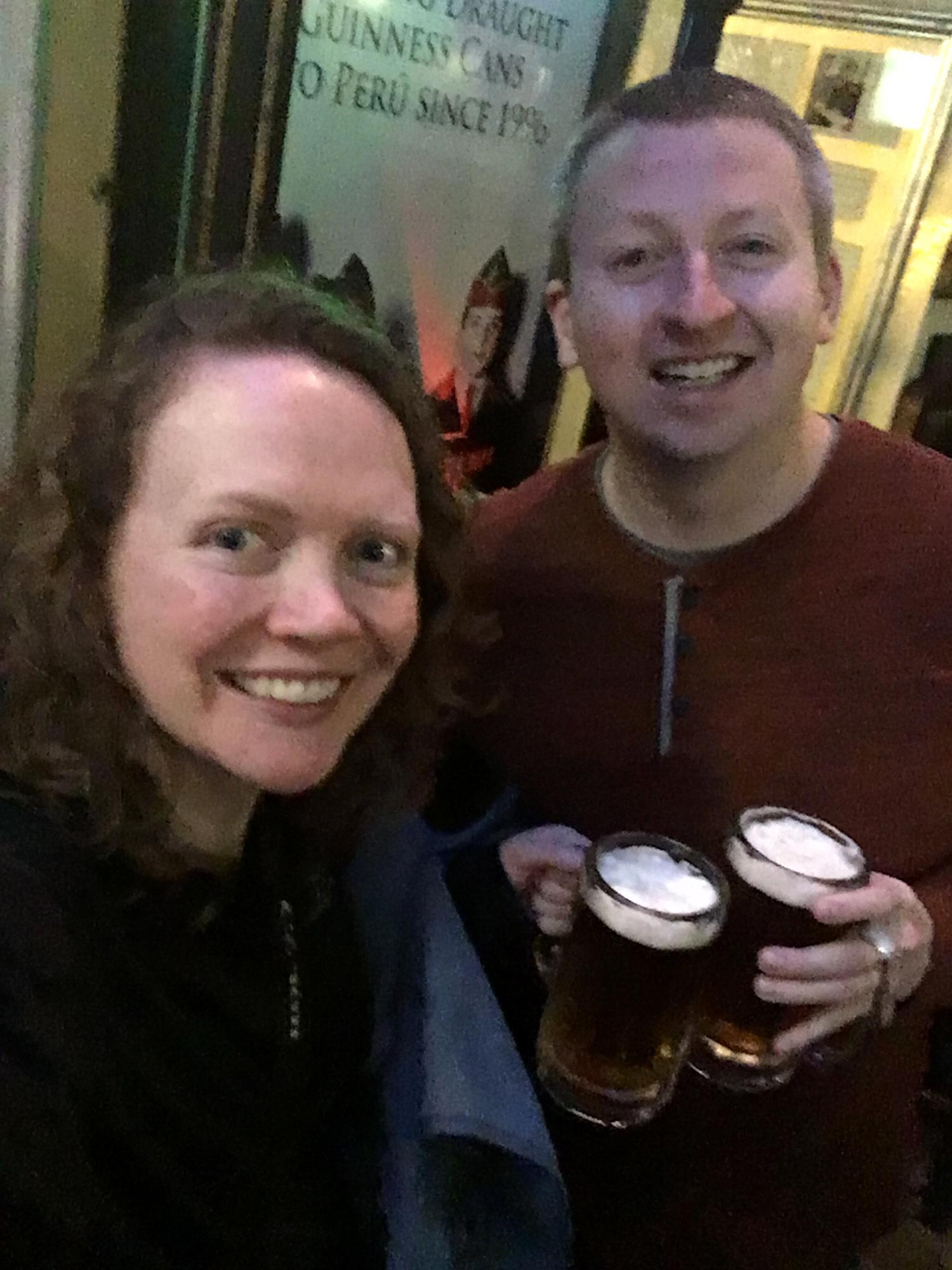 Enjoying a beer at the highest Irish owned pub in the world - Paddy's in Cusco, Peru
