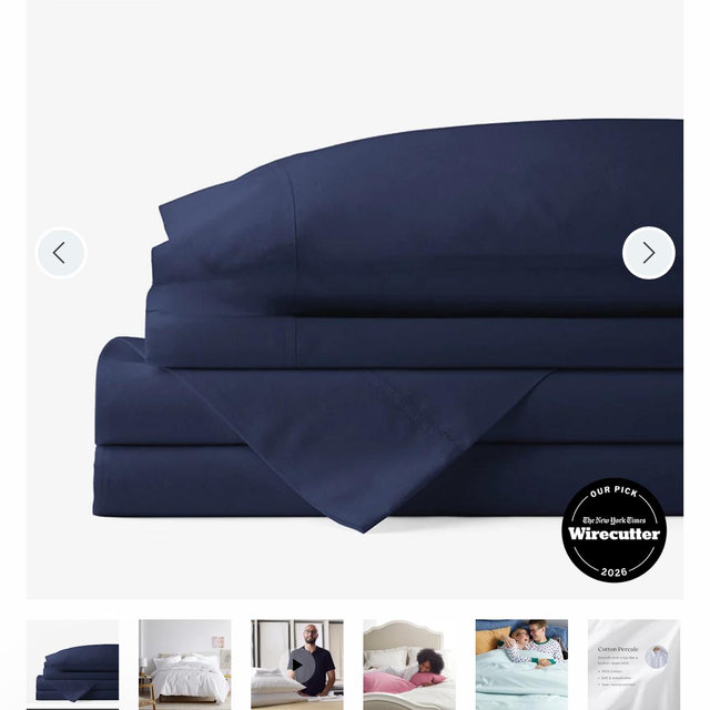Classic Cool Cotton Percale Bed Sheet Set - King Navy