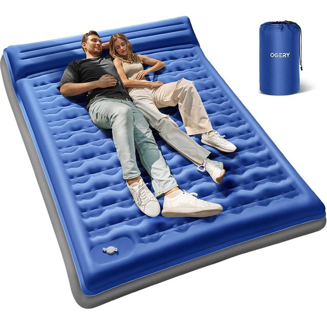 OGERY Sleeping Pad for Camping, 6" Extra-Thick Reinforced Camping Sleeping Pad with Pillows & Built-in Foot Pump, Ultralight Self Inflating Air Mattress Mat for Tent Hiking Essentials Gear