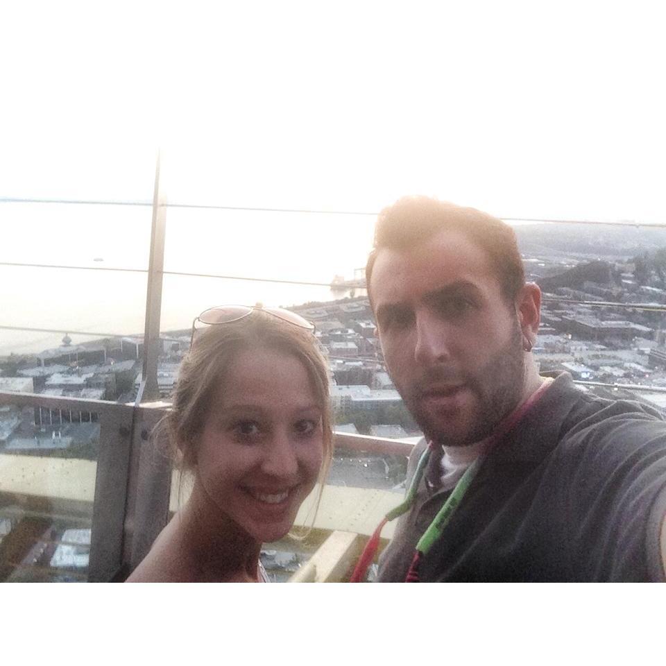 Kasey and Adam Guminiak at the top of the Space Needle in 2014.