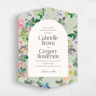 Green Diamond Wedding Invitation - Addison Portrait