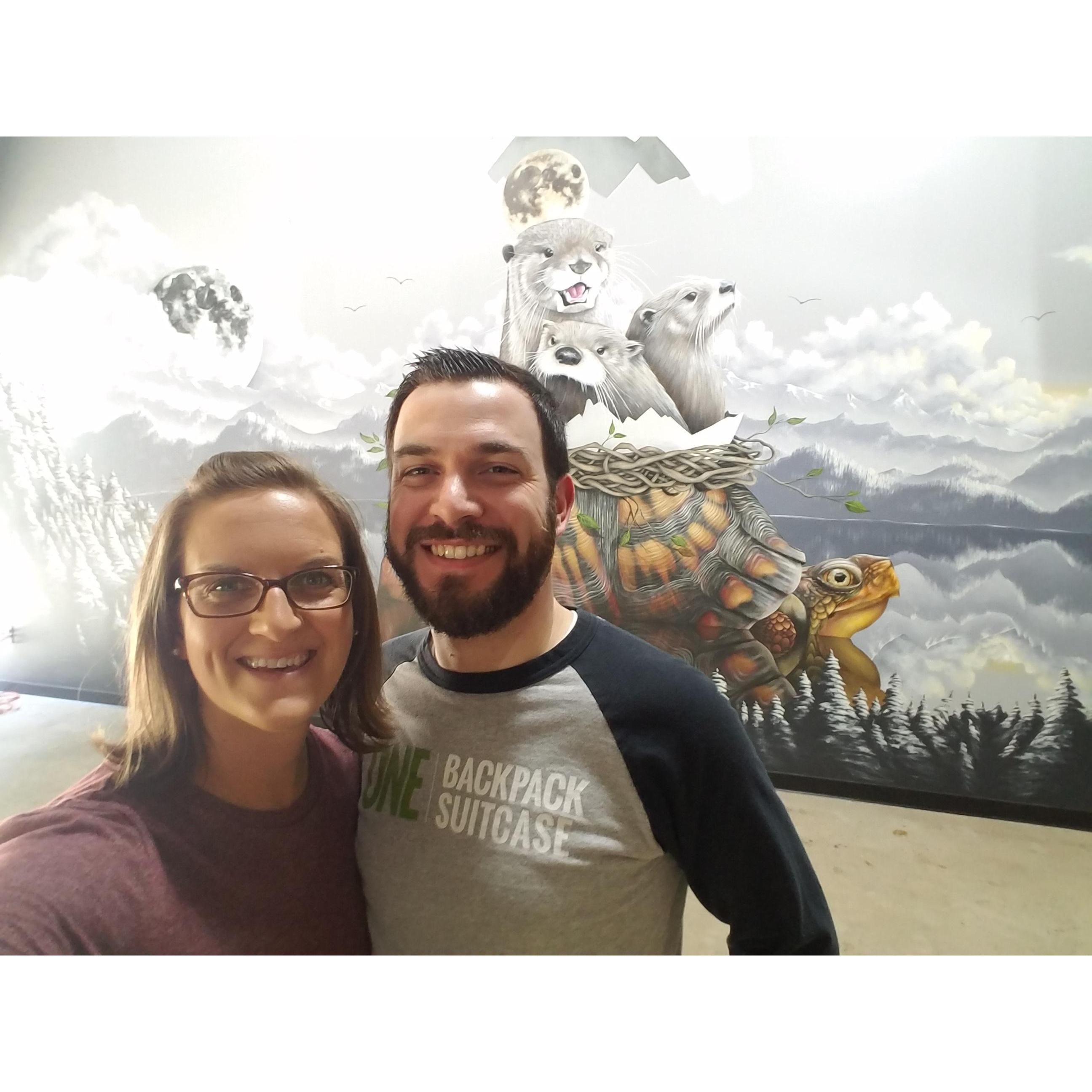 Our favorite animals behind us - an otter and a turtle