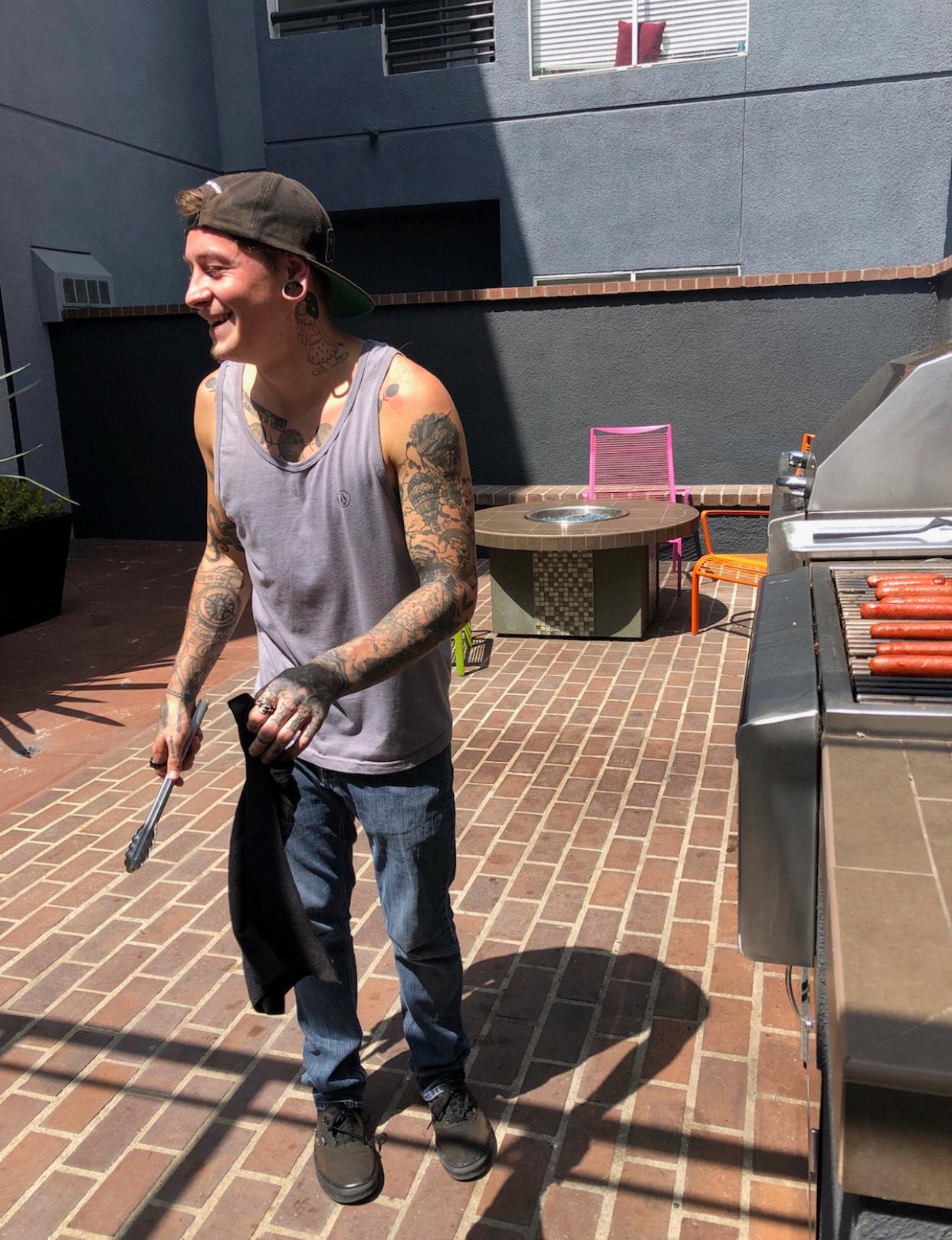 Cody bbqing for his family as well as Teryn’s during a summer visit