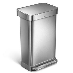 simplehuman Rectangular Step Trash Can with Liner Pocket, Stainless Steel, 45 L / 11.9 Gal