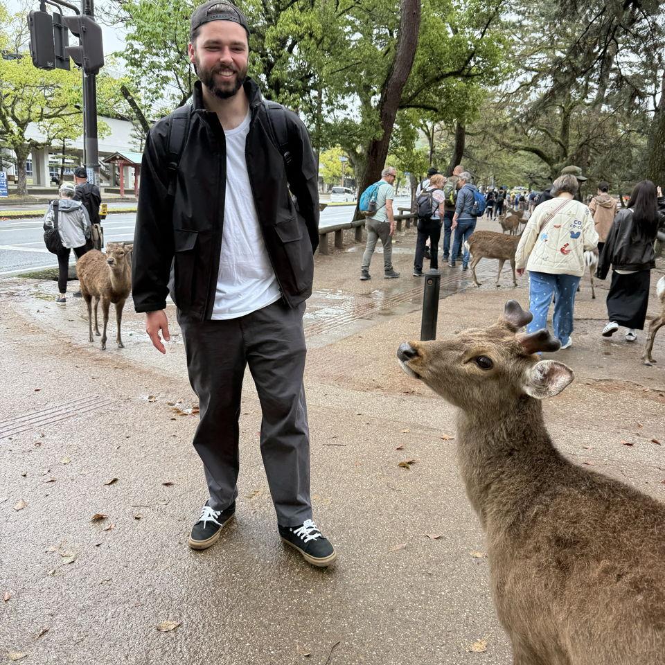 Deer nipped at Izaak's behind