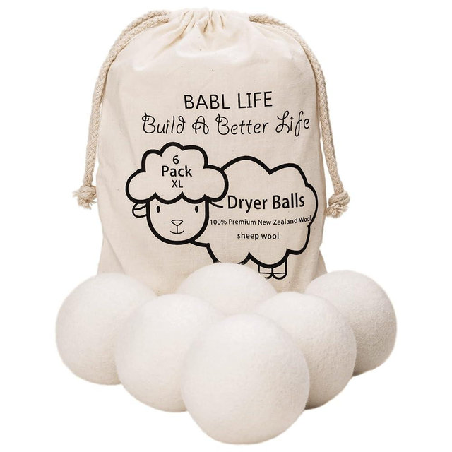 Upgraded Version(Made of The Latest Shearing)-Wool Dryer Balls-Pack of 6 XL,Premium Reusable New Zealand Natural Fabric Softener,Saves Drying Time, Handmade