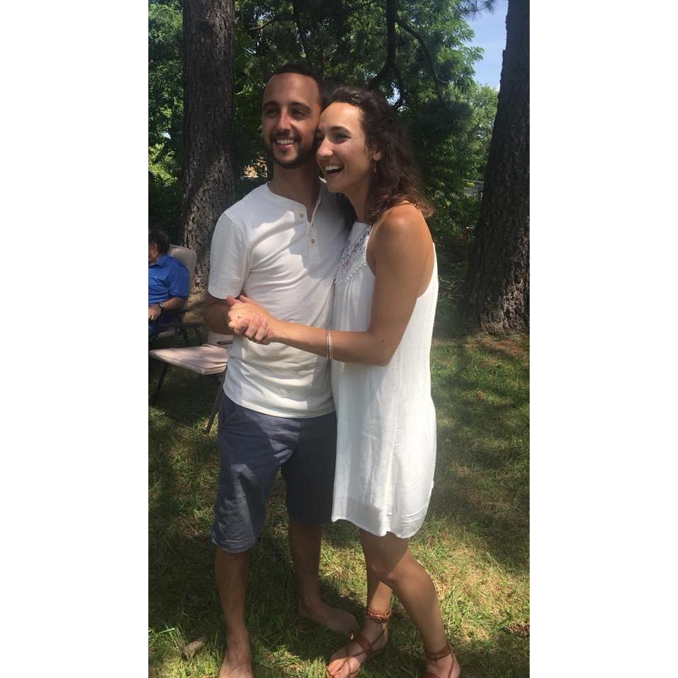 Celebrating our engagement with some family and friends that Caleb rounded up to surprise me.