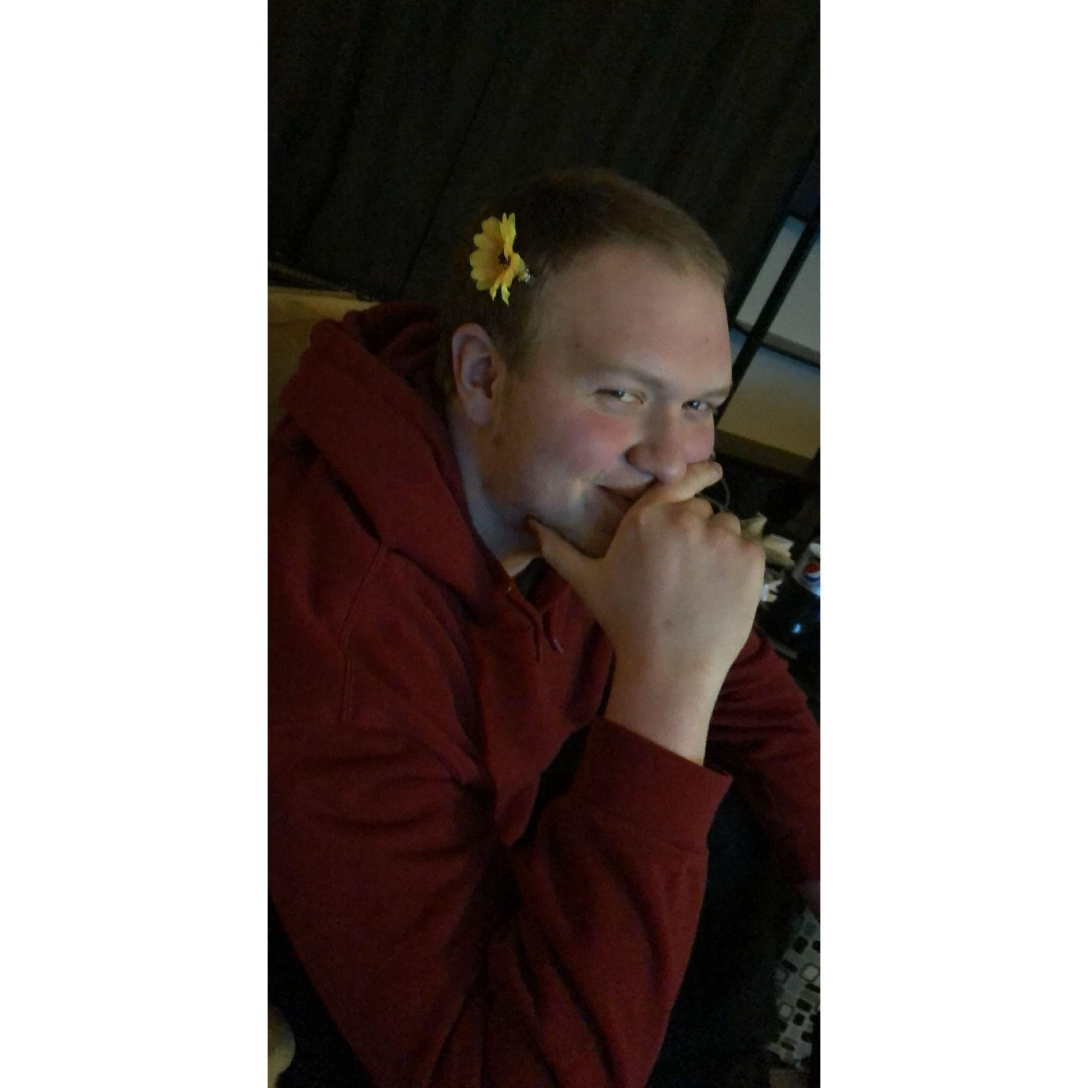 First time we hung out. In Oct 2018. He ate pizza and watched a movie with me :)