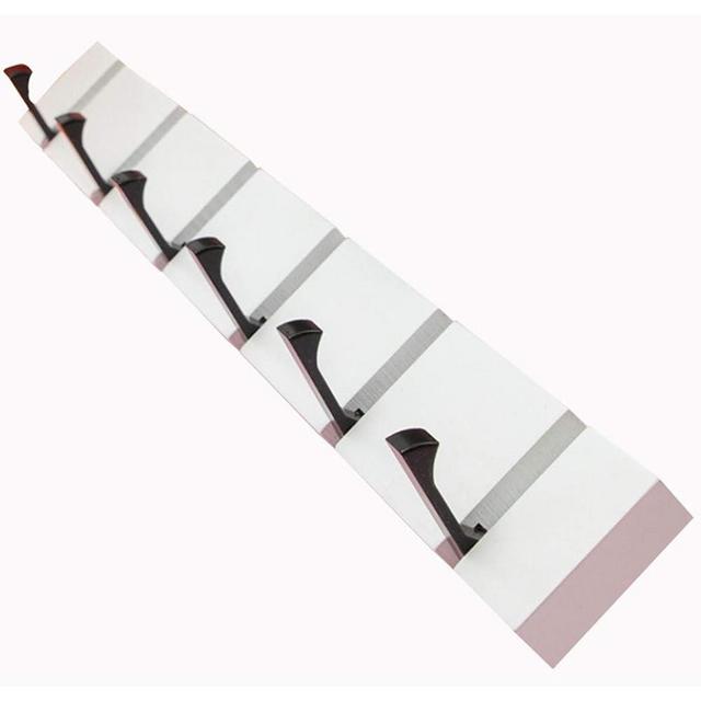 Wooden Wall Mounted Folding Rack, Modern Wall Floating Coat Hook Rack Space-Saving Coat Hanger for Coats, Hats, Scarves, Key (White 6 Hooks)