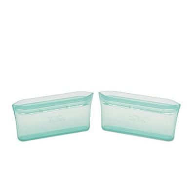 Zip Top Reusable 100% Platinum Silicone Container - Snack Bag Set of 2 - Teal