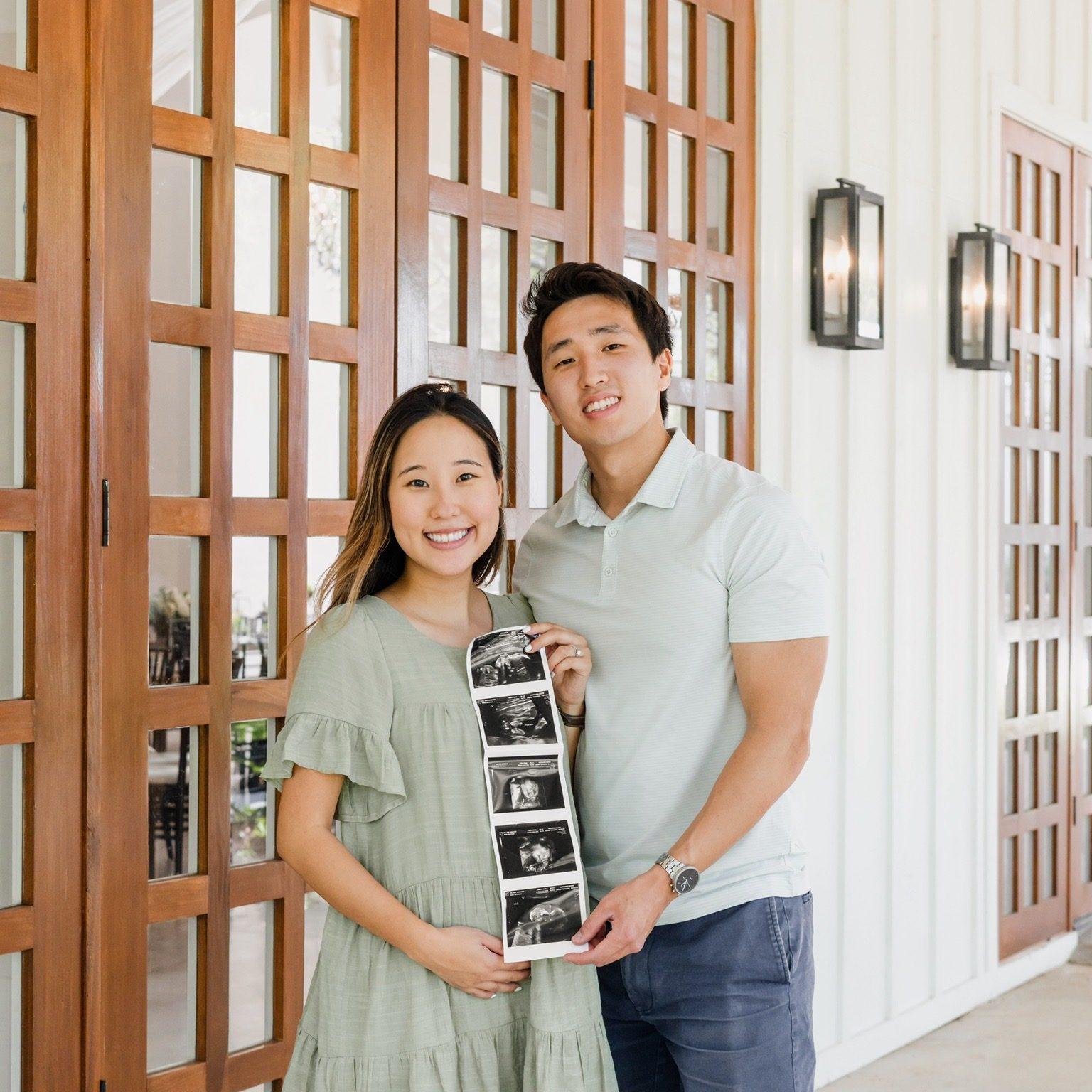 We publicly announced we were expecting in April 2021. This photo was taken at our first wedding venue we had booked for March 2022. The venue ended up shutting down and we pushed back our wedding