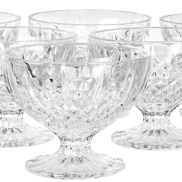 Red Co. Classic Footed Dessert Cups, Premium Crystal Clear Glass Ice Cream Bowls - Perfect for Parfait Fruit Salad or Pudding, Set of 6, 9 OZ