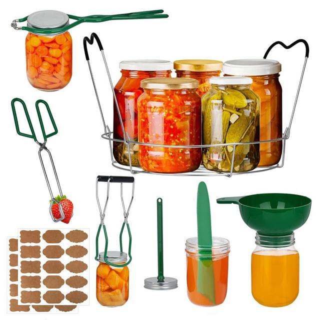 Tisovixo Canning Kits, Canning Supplies Boxed Set, Stainless Steel Set, Jar Lifter, Folding Rack, Tongs, Complete Multifunctional Canning Tools, Canning kit includes wide mouth funnel for jars