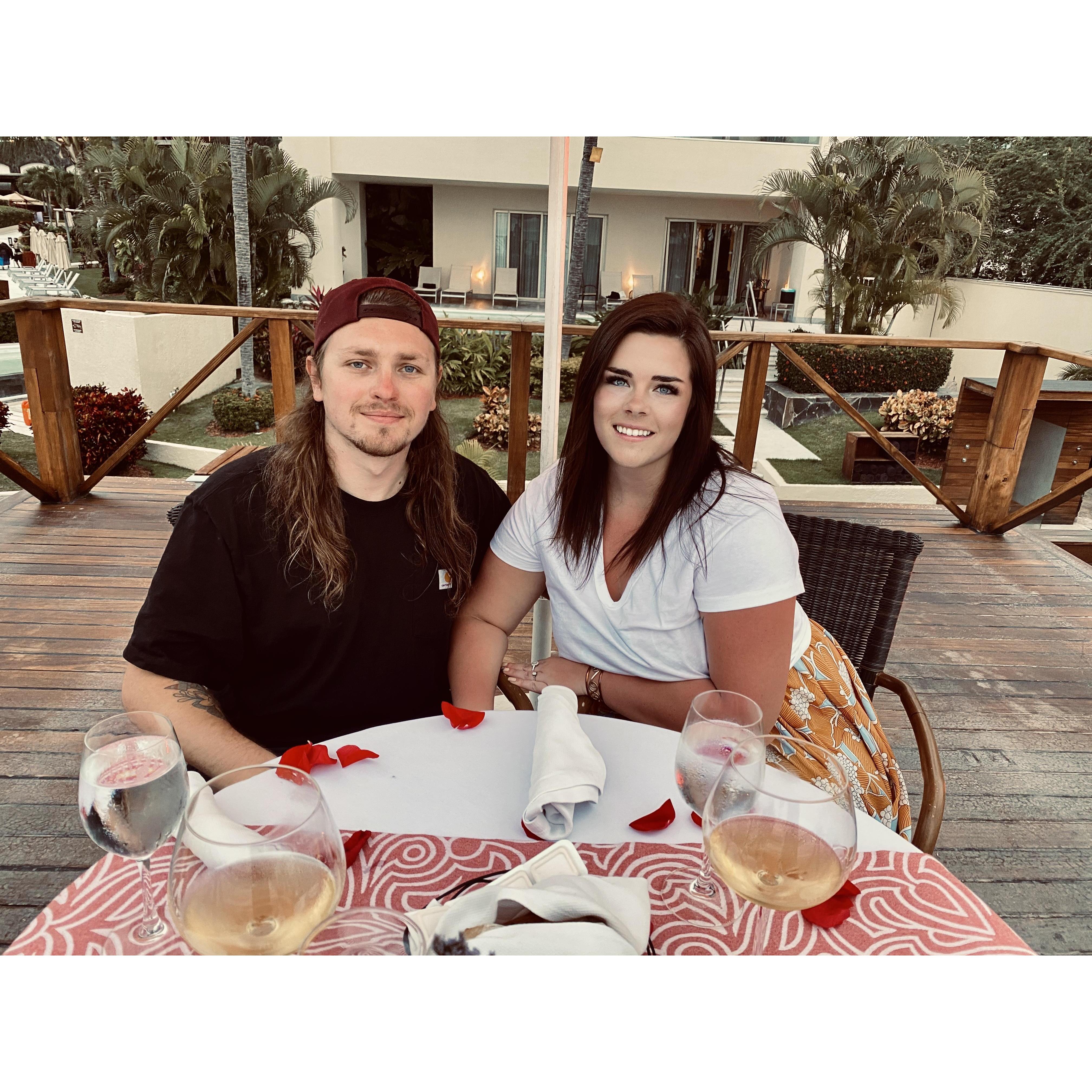 Our romantic sunset dinner on the beach