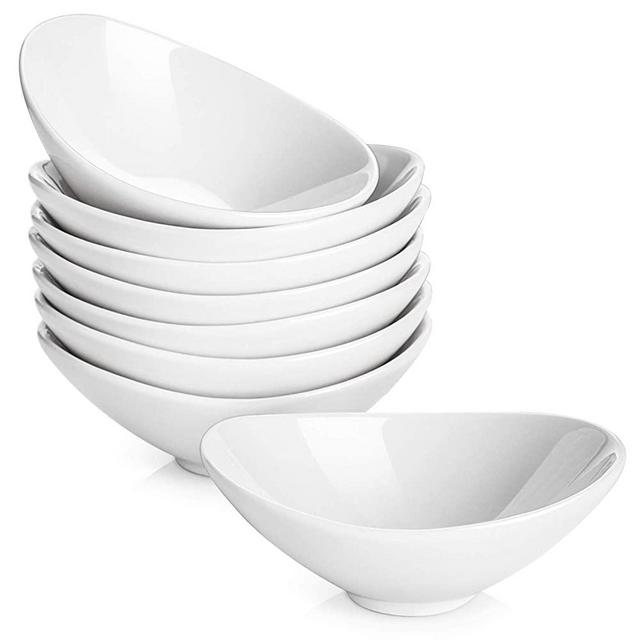 DOWAN Dipping Bowls Set of 8 - 3 Ounces Porcelain Mini Bowls, Soy Sauce Dishes, Dip Serving Bowls for Sauces, Ketchup, Appetizers, Condiment, Ice Cream, Snack in BBQ Party Buffet, White