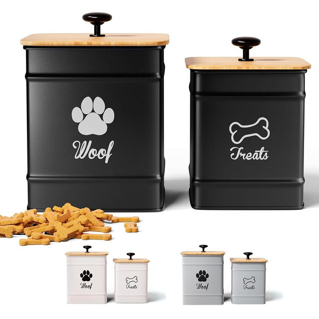 Dog Treat Container Airtight Set of 2 - 8x6" & 7x5" Dog Treat Jars with Lids Airtight - Dog Treat Jars for Kitchen Counter - Dog Treat Canister - Big Dog Cookie Jar Dog Treat Jar - Pet Treat Container