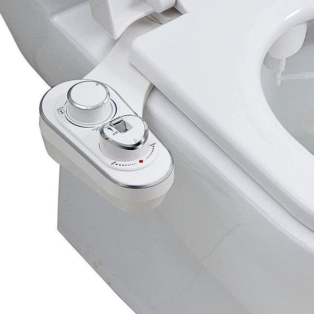 Elcare bidet, Hot and Cold Water Non-electric Bidet Attachment for Toilet, Self Cleaning and Dual Nozzle for Women and Rear Wash, Push Button Switch for Easy Using (White）