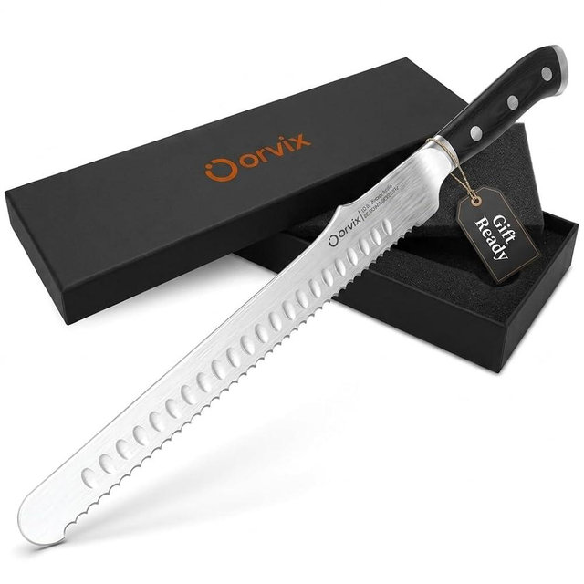ORVIX Bread Knife 10.6 Inch Serrated Blade for Homemade Sourdough Bread Ultra Sharp Stainless Steel Full Tang with Ergonomic Handle Artisan Professional Series with Luxury Gift Box