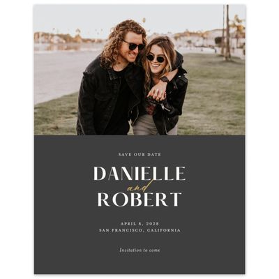 Dark Charcoal, Grey Wedding Digital Save the Date - Finneas Photo