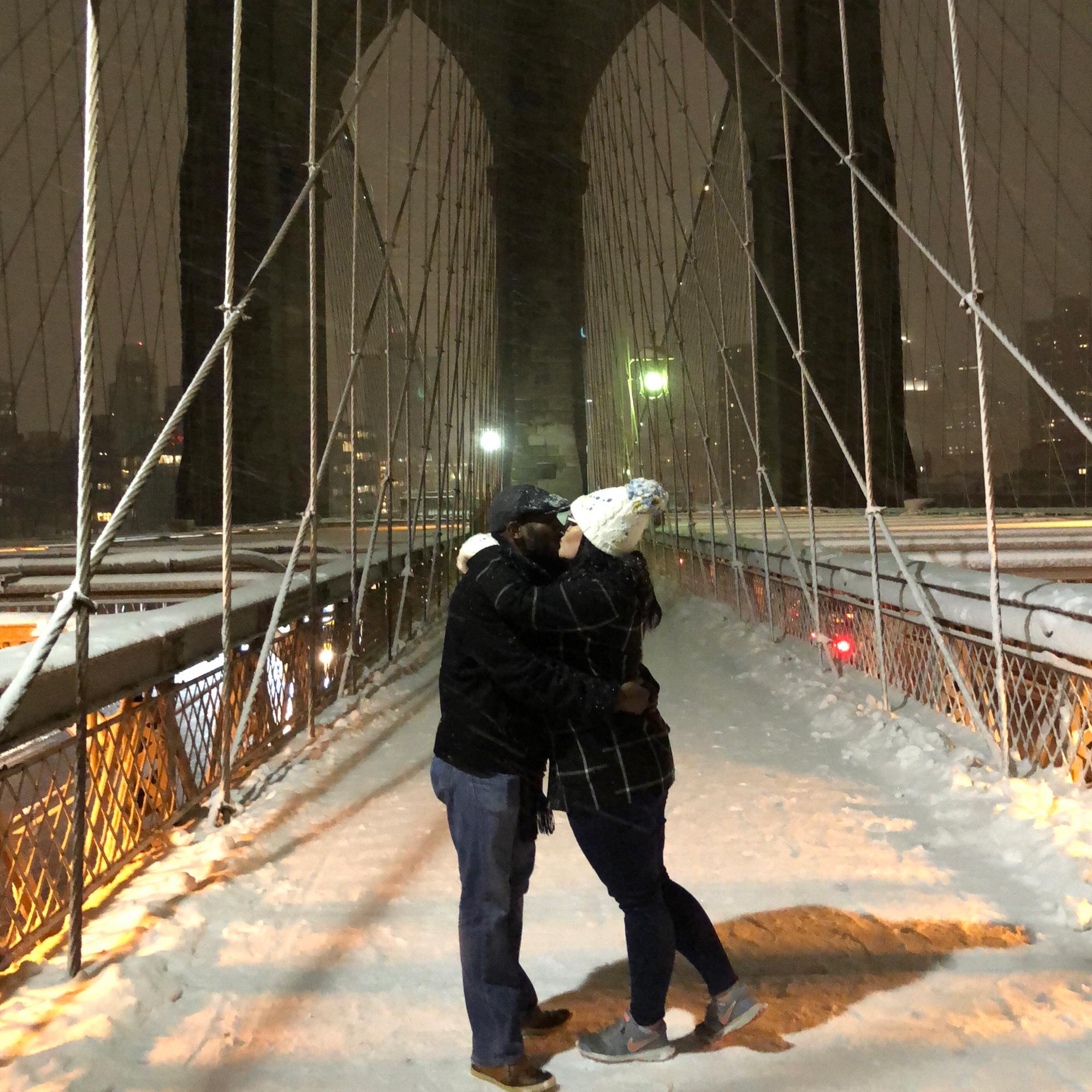 We had a tripod set up to take pics, and we got this picture taken from someone's phone - it ended up being our fav pic together. #brooklyn