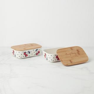 Vintage Cherry Dot Container, Set of 2