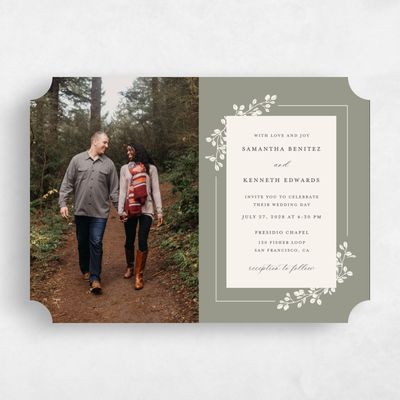Green Ticket Wedding Invitation - Viola Photo