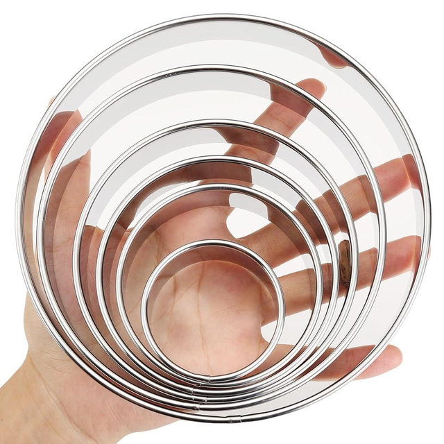 CUTENJOY 6 PCS Round Cookie Cutters (2, 3, 3.5, 4, 5, 6 Inch), Stainless Steel Biscuit Cutters For Baking, Large Round Cookie Cutter for Baking, Pastry, Donuts, Fondant, Sandwich