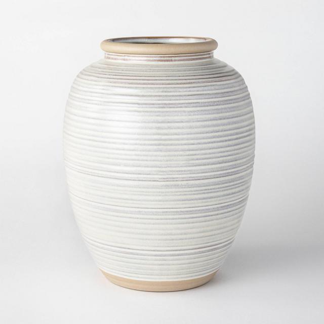 11" Ceramic Ribbed Vase Cream - Threshold™ designed with Studio McGee