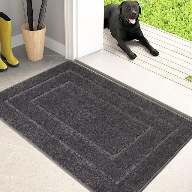 PURRUGS Dirt Trapper Door mat 23.5" x 35.5", Non-Slip/Skid Machine Washable Entryway Rug, Dog Door Mat, Super Absorbent Welcome mat for Muddy Wet Shoes and Paws