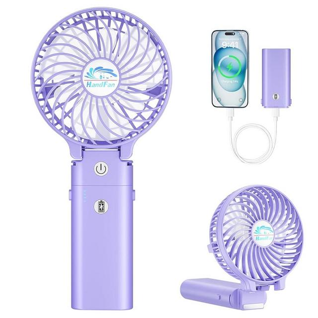 HandFan 2024 New 5200mAh Mini Handheld Fan, 5-20 Working Hours Personal Fans, 3 Speeds Strong Airflow USB Small Desk Fan with Portable Rechargeable Foldable, Gifts for Women/Mom/Her/Girl-Purple